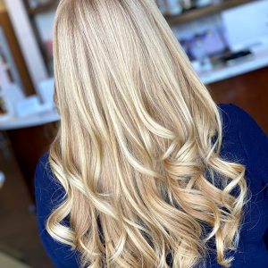 Blowout with Waves on Blonde Hair