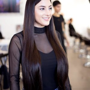 Long Tape-In Hair Extensions on Straight Black Hair