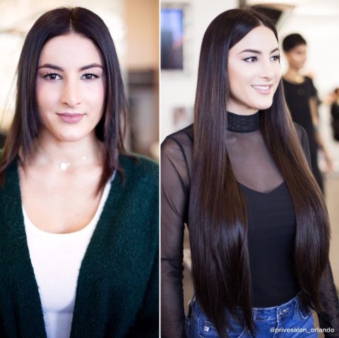 Long Hair Extensions - Before and After
