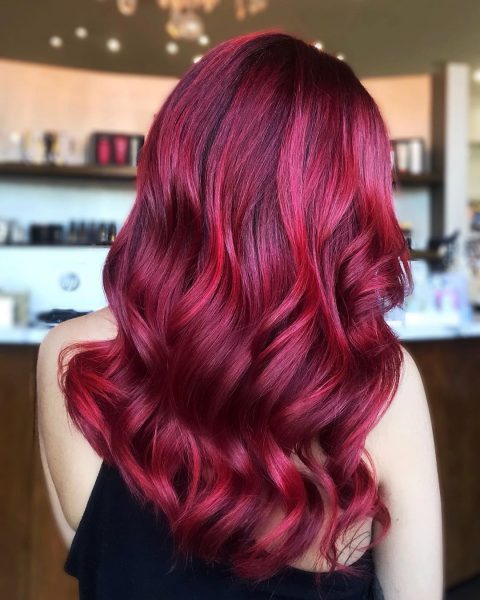Pink and Dark Red Hair Coloring